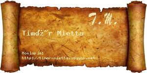 Timár Mietta névjegykártya